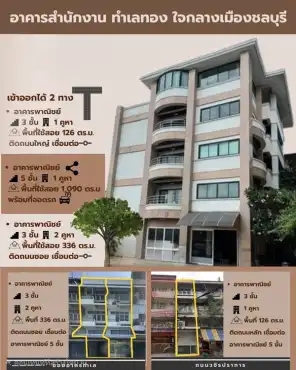 ขายที่ดิน จ.ชลบุรี พร้อมสิ่งปลูกสร้าง: ขายอาคารสำนักงานพร้อมที่ดิน โอกาสการลงทุนอันทรงคุณค่าใจกลางเมืองชลบุรี พร้อมใช้งานทันที โทร 094-9912595